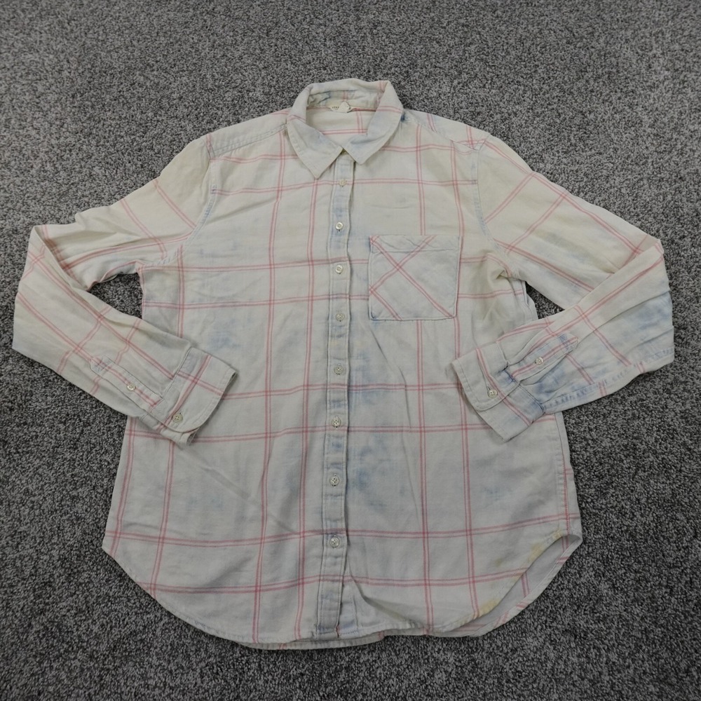 Aeropostale Shirt Womens L Pink Blue Tie Dye Long Sleeve Button Up Preppy Casual